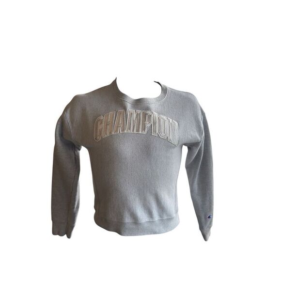 Champion Reverse Weave Sweatshirt Women Extra Small XS Gray Embroidered Spellout - Picture 1 of 3